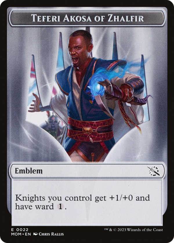 Treasure (21)    Teferi Akosa of Zhalfir Emblem Double-Sided Token [March of the Machine Tokens] Supply