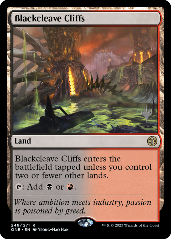 Blackcleave Cliffs (Promo Pack) [Phyrexia: All Will Be One Promos] Fashion