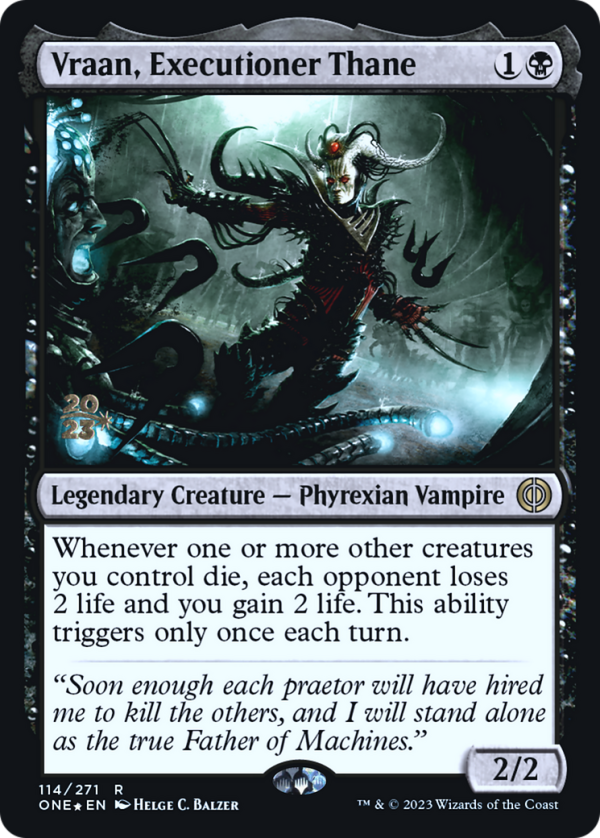 Vraan, Executioner Thane [Phyrexia: All Will Be One Prerelease Promos] Hot on Sale